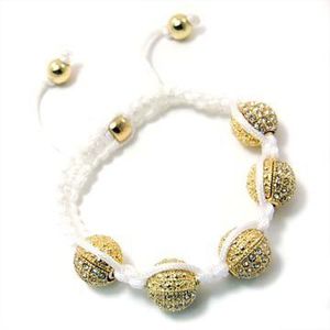 Iced Out Unisex Bling Bracelet - DISCO BALL DOUBLE KNOT gold white - Uni / biela vyobraziť