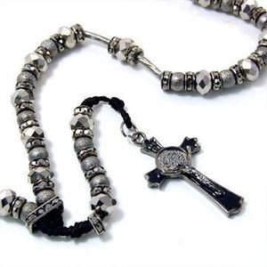 Iced Out Bling Fashion Necklace - FANCY Rosary black - Uni / čierna vyobraziť