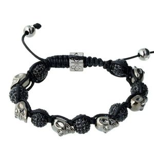 Iced Out Unisex Bling Bracelet - PAVE BALLS SKULL - Uni / čierna vyobraziť