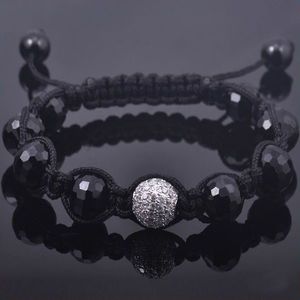 Iced Out 925 Sterling Silver Disco Ball Bracelet - ONE - Uni / čierna vyobraziť