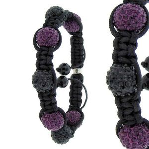Iced Out Unisex PAVE BALLS Bracelet - PREMIUM black / purple - Uni / čierna vyobraziť