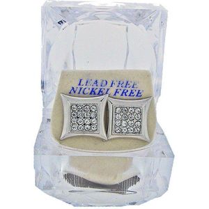 Iced Out Earrings Square Silv - 15mm - Uni / strieborná vyobraziť