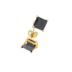Iced Out Square Earrings Gold Blk - 4x4mm vyobraziť