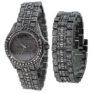 High Quality MONARCH FULL ICED Watch + Bracelet black - Uni / čierna vyobraziť