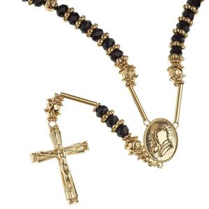 Iced Out Bling Fashion Necklace - Crystal Rosary gold black - Uni / zlatá vyobraziť