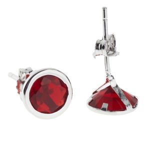 Iced Out 925 Sterling Silver JULY Ear Stud - RUBY RED - 7mm - Uni / strieborná vyobraziť