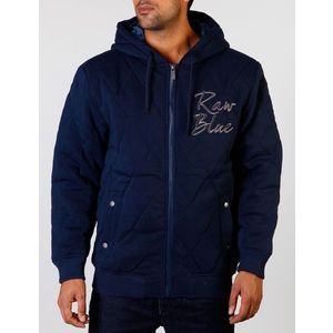 Raw Blue Hooded Fleece Men Transition Jacket - L / tmavomodrá vyobraziť