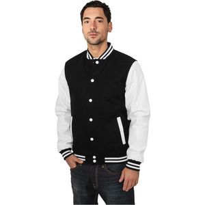Urban Classics Oldschool College Jacket Blk Wht - L / čierno-biela vyobraziť