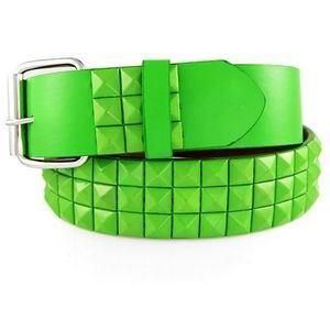 Iced Out Lime Green Studs Fashion Leather Belt - L(115cm) / zelená vyobraziť