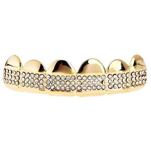 Iced Out One Size Fits All Bling Grillz - MICRO PAVE TOP - Gold - Uni / zlatá vyobraziť