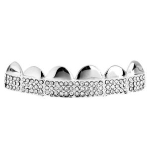 Iced Out One Size Fits All Bling Grillz - MICRO PAVE TOP - Silver - Uni / strieborná vyobraziť