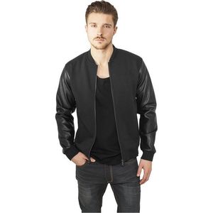 Urban Classics Zipped Leather Imitation Sleeve Jacket Blk - L / čierna vyobraziť