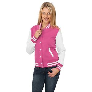 Urban Classics Ladies 2-tone College Sweatjacket Fuchsia White - L / ružovo-biela vyobraziť