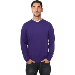 Urban Classics Knitted V-Neck Purple - S / fialová vyobraziť