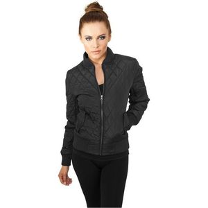 Urban Classics Ladies Diamond Quilt Nylon Jacket Blk - S / čierna vyobraziť