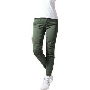 Urban Classics Ladies Stretch Biker Pants Oli - 26 / olivová vyobraziť