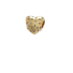 Zlatý prívesok FLORA - srdce s bielymi kamienkami vyobraziť