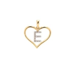 Zlatý prívesok písmenko E v srdci vyobraziť