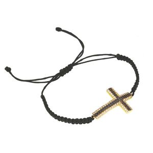 Ochranný náramok Zlatý kríž s čiernymi kamienkami vyobraziť