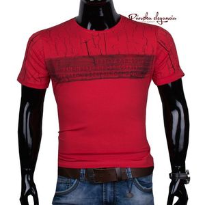 11444-64 Červené pánske tričko v trendovom prevedení. vyobraziť