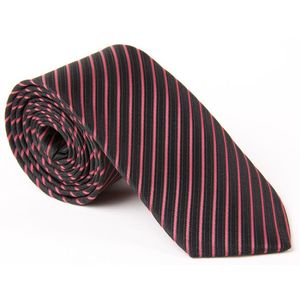 40026-106 Čierna kravata s ružovým prúžkovaním. vyobraziť