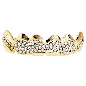Iced Out One Size Fits All Bling Grillz - SHINING TOP - Gold - Uni / zlatá vyobraziť