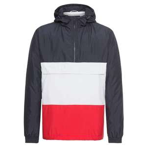 Urban Classics Prechodná bunda 'Color Block Pullover Jacket' námornícka modrá / červené / biela vyobraziť