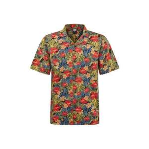 Urban Classics Košeľa 'Pattern Resort Shirt' zelená / červené / čierna vyobraziť