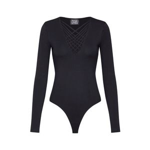 Parallel Lines Tričko 'L/S BODYSUIT WITH CRISS DETAIL' čierna vyobraziť