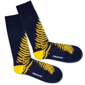 DillySocks Ponožky 'Blue Fern' modré / žlté vyobraziť