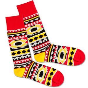DillySocks Ponožky 'Native Sunset' žlté / červené / čierna / biela vyobraziť