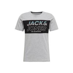 JACK & JONES Tričko 'JCOJONAH' svetlosivá / čierna vyobraziť
