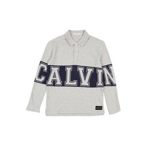 Calvin Klein Jeans Tričko 'VARSITY LS POLO' sivá melírovaná / čierna vyobraziť
