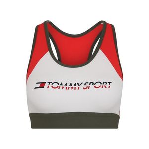 Tommy Sport Športová podprsenka 'BLOCKED BRA MID CO/E' tmavozelená / ohnivo červená / biela vyobraziť