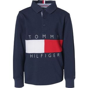 TOMMY HILFIGER Tričko 'COLORBLOCK POLO L/S' tmavomodrá / červené / biela vyobraziť