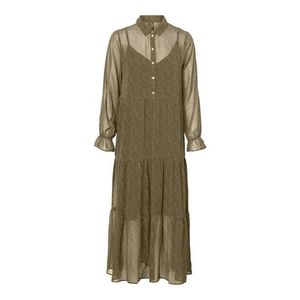 VERO MODA Košeľové šaty 'Linnea' olivová / biela vyobraziť