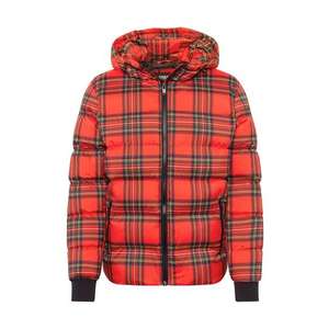 Urban Classics Zimná bunda 'Hooded Check Puffer Jacket' červené / čierna vyobraziť