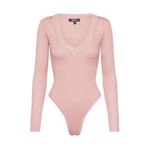 Missguided Tričko 'PLUNGE V NECK BODY' ružová vyobraziť