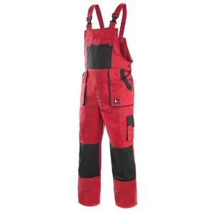 Canis Pracovné nohavice s náprsenkou CXS LUXY ROBIN - Červená / černá | 50 vyobraziť