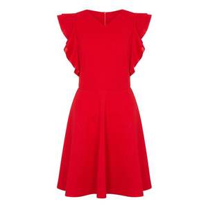 Mela London Letné šaty 'SIDE RUFFLE V NECK DRESS' červené vyobraziť