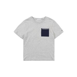 Calvin Klein Jeans Tričko 'CONTRAST POCKET SS T' sivá melírovaná vyobraziť