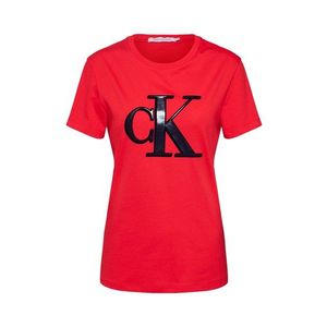 Calvin Klein Jeans Tričko 'FLOCK MONOGRAM CK SLIM TEE' červené vyobraziť