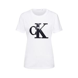 Calvin Klein Jeans Tričko 'FLOCK MONOGRAM' biela vyobraziť