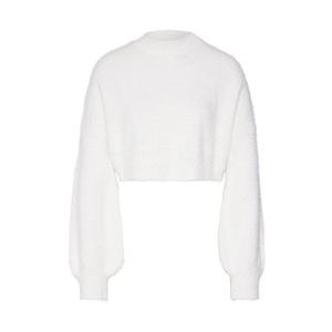 Missguided Sveter 'HIGH NECK FLUFFY BALOON SLEEVE JUMPER' biela vyobraziť