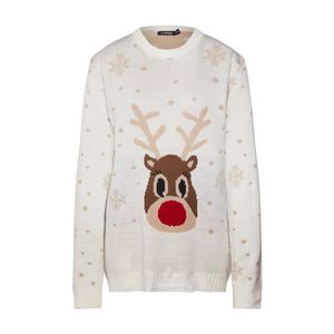 Boohoo Sveter 'Snowflake Reindeer Christmas' krémová vyobraziť