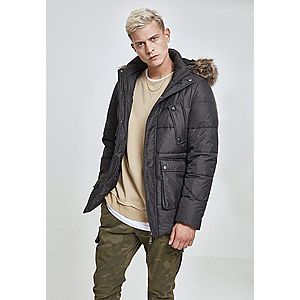 Urban Classics Faux Fur Hooded Jacket Black - 5XL vyobraziť