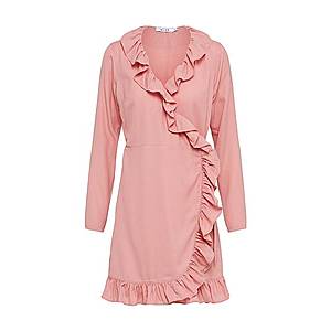 NA-KD Šaty 'Long Sleeve Wrap Frill Dress' ružová vyobraziť