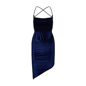 Missguided Letné šaty 'Velvet Asymetric Strappy Back Mini' námornícka modrá vyobraziť