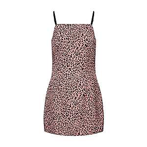 Missguided Šaty 'Animal Print Strappy Dress' hnedé / ružová vyobraziť