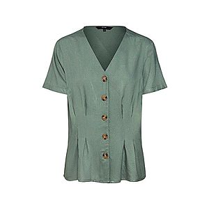 VERO MODA Blúzka 'VMCANDICE S/S MIDI BUTTON SHIRT WVN' zelená / biela vyobraziť